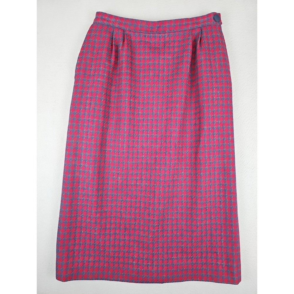 Vintage Pendleton‎ Pencil Skirt Size 6 Red 100% Virgin Wool Old Money Academia